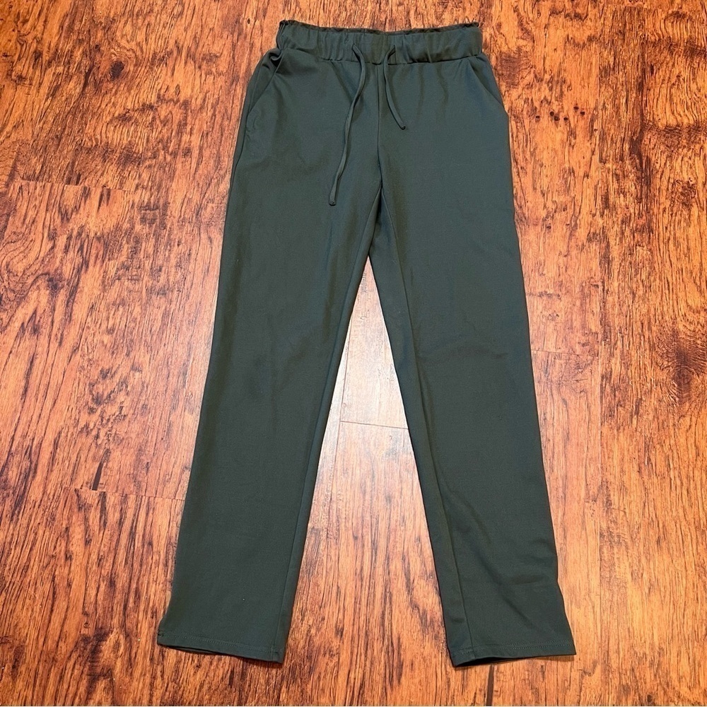 Joie Olive Green Silky Joggers Pull-On Casual Pants Drawstring Pockets Size XS